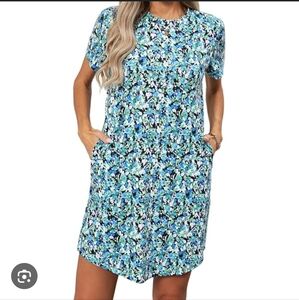 Floral Blue Swim Dress